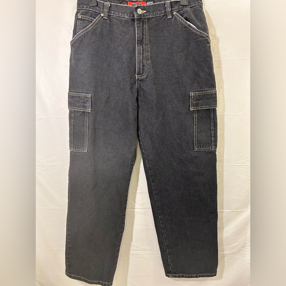 Webs W-1 Vintage 90’s Y2K Baggy Fit Black Heavy Denim Cargo Jeans See Size below